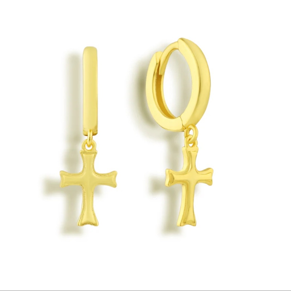 Gold Cross Hoop Earrings